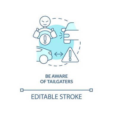 Turkuaz konsept ikonuna dikkat edin. Ticari sürücüler için sürüş güvenliği soyut fikir ince çizgi çizimi. İzole bir taslak çizim. Düzenlenebilir felç. Arial, Myriad Pro-Kalın yazı tipleri
