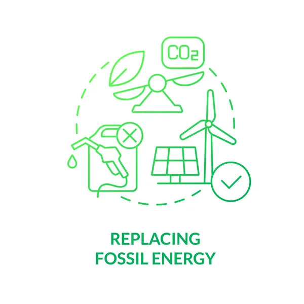 Fosszilis Energia Zöld Gradiens Koncepcióikonjának Helyettesítése Co2 Koncentráció Csökkentése Net — Stock Vector