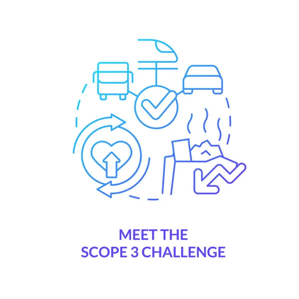 Meet Scope Three Challenge Blue Gradient Concept Icon Carbone Pollution — Vector de stock