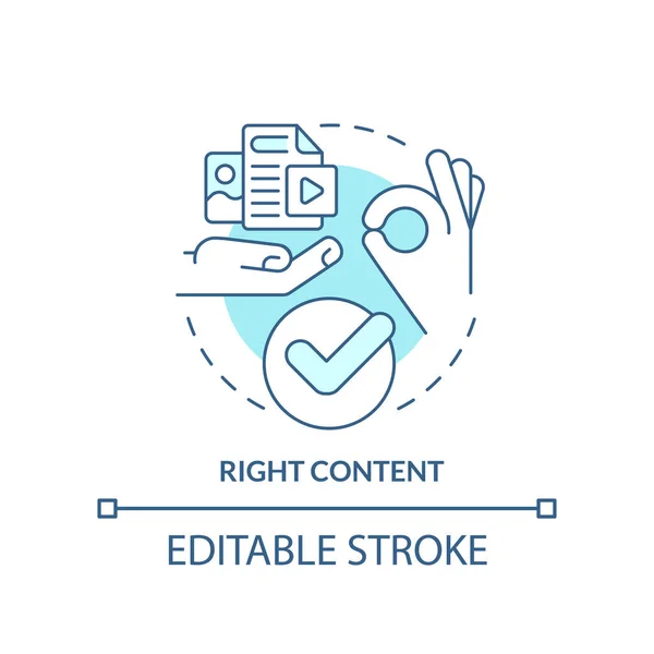 Right Content Turquoise Concept Icon Internet Marketing Info Materials Tip — Vector de stock
