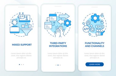 Müşterilerin nişan platformunda mavi renkli mobil uygulama ekranı var. Doğrusal konsept ile düzenlenebilir grafik yönergelerini gözden geçir. UI, UX, GUI şablonu. Kullanılan sayısız Pro-Kalın, Düzenli yazı tipleri