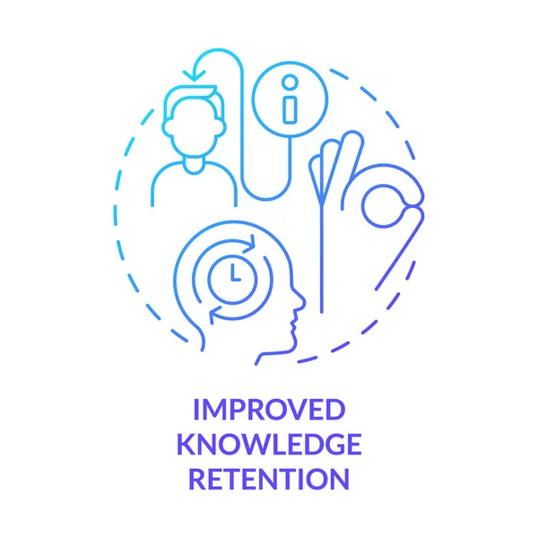 Improved Knowledge Retention Blue Gradient Concept Icon Microtraining Benefit Abstract — Stock vektor