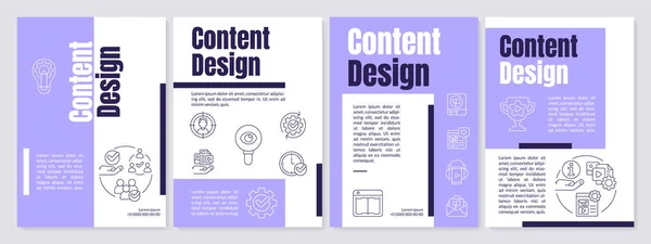 Content Creation Purple Brochure Template Digital Marketing Leaflet Design Linear — Stock Vector