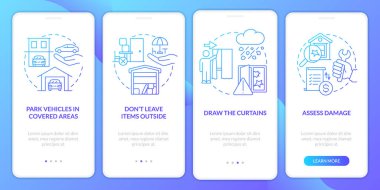 Dolu mavisi gradyan seyyar uygulama ekranında güvendeyiz. Doğrusal kavramlarla birlikte 4 aşamalı grafik talimatlar. UI, UX, GUI şablonu. Kullanılan sayısız Pro-Kalın, Düzenli yazı tipleri