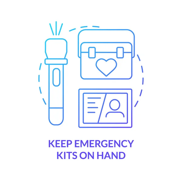 Keep Emergency Kits Hand Blue Gradient Concept Icon Disaster Tip — Stockvector