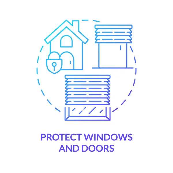 Protect Windows Doors Blue Gradient Concept Icon Wind Storms Tornadoes — Vector de stock