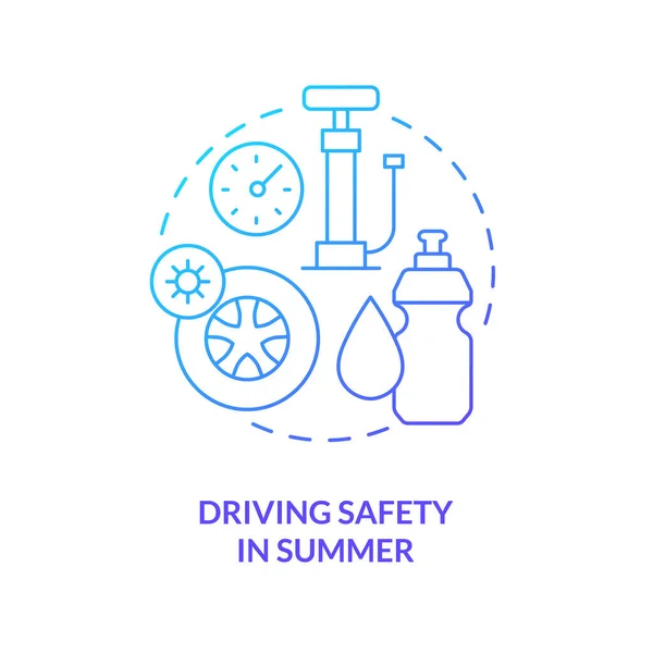 Driving Safety Summer Blue Gradient Concept Icon Check Tires Situational — Stock vektor