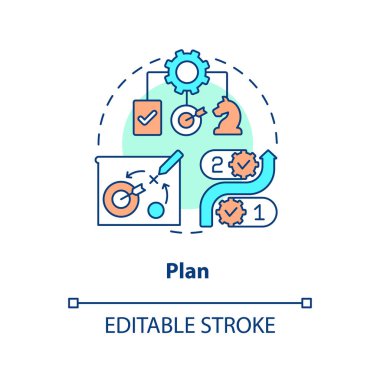 Plan concept icon. Control processes. Component of supply chain management abstract idea thin line illustration. Isolated outline drawing. Editable stroke. Arial, Myriad Pro-Bold fonts used