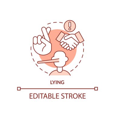 Yalancı terracotta konsept ikonu. Etik olmayan şirket davranışları soyut fikir ince çizgiler çiziyor. Ahlaken yanlış hareket. İzole bir taslak çizim. Düzenlenebilir felç. Arial, Myriad Pro-Kalın yazı tipleri