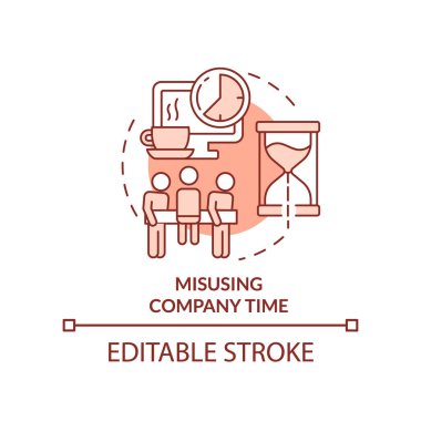 Şirketin terracotta konsept ikonunu kötüye kullanmak. İş dünyasındaki etik dışı davranışlar soyut fikirler ince çizgi çizimleri. İzole bir taslak çizim. Düzenlenebilir felç. Arial, Myriad Pro-Kalın yazı tipleri