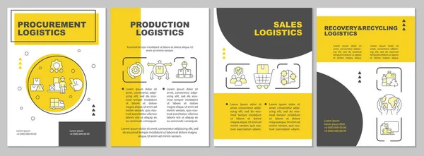 Logistic Fields Yellow Brochure Template Supply Chain Leaflet Design Linear — Stock Vector