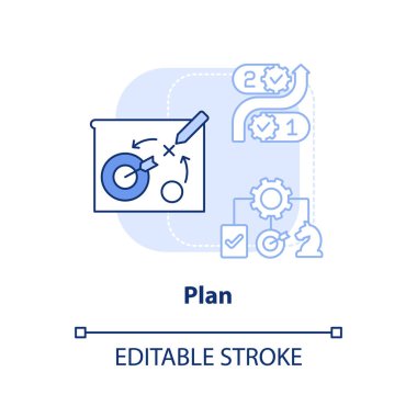 Plan light blue concept icon. Control processes. Component of supply chain management abstract idea thin line illustration. Isolated outline drawing. Editable stroke. Arial, Myriad Pro-Bold fonts used