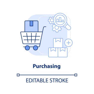 Açık mavi konsept simgesi alınıyor. Tedarik zinciri yönetimi fikri soyut ince çizgi çizimi. İzole bir taslak çizim. Düzenlenebilir felç. Arial, Myriad Pro-Kalın yazı tipleri