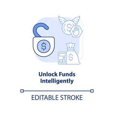 Fonları zekice açık mavi konsept simgesini aç. Acil dikkat alanı soyut fikir ince çizgi çizimi. İzole bir taslak çizim. Düzenlenebilir felç. Arial, Myriad Pro-Kalın yazı tipleri
