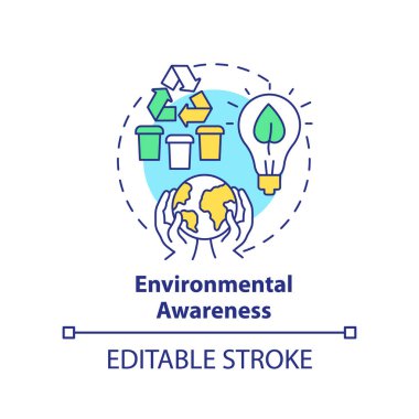 Çevresel farkındalık kavramı simgesi. Ahlaki davranış soyut fikir ince çizgi çizimi. Çevre dostu geri dönüşüm. İzole bir taslak çizim. Düzenlenebilir felç. Arial, Myriad Pro-Kalın yazı tipleri