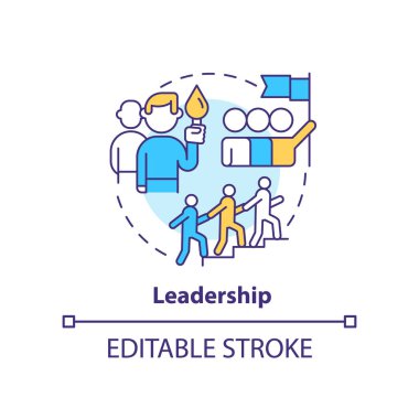 Liderlik kavramı simgesi. Örgütsel kültürü etkileyen faktör soyut fikir ince çizgi çizimi. Takım geliştirme. İzole bir taslak çizim. Düzenlenebilir felç. Arial, Myriad Pro-Kalın yazı tipleri