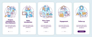 Mobil uygulama ekranında adaptasyon süreci geliştiriliyor. Doğrusal kavramlarla birlikte düzenlenebilir 5 adımlık grafik talimatları işe almak. UI, UX, GUI şablonu. Kullanılan sayısız Pro-Kalın, Düzenli yazı tipleri