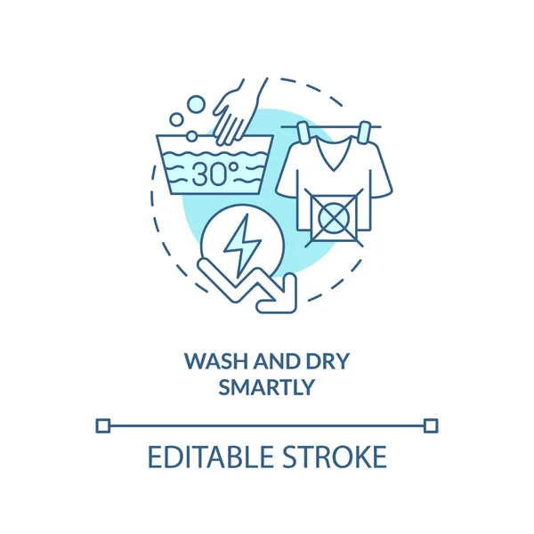 Wash Dry Smartly Turquoise Concept Icon Energy Efficiency Home Abstract — Archivo Imágenes Vectoriales