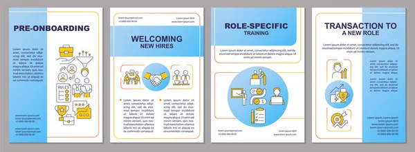 Worker Integration Phases Blue Brochure Template Job Joining Leaflet Design —  Vetores de Stock