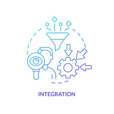 Integration blue gradient concept icon. Business process. Element of supply chain management abstract idea thin line illustration. Isolated outline drawing. Myriad Pro-Bold font used