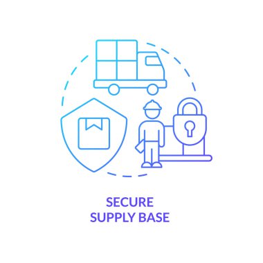 Secure supply base blue gradient concept icon. Business safety improvement. Immediate attention area abstract idea thin line illustration. Isolated outline drawing. Myriad Pro-Bold font used