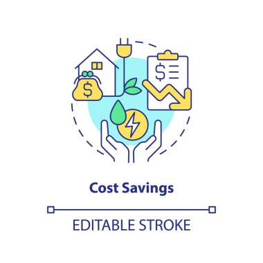 Tasarruf konsepti simgesi. Güç korunumu. Enerji verimliliği fikri soyut ve ince çizgilerden yararlanır. İzole bir taslak çizim. Düzenlenebilir felç. Arial, Myriad Pro-Kalın yazı tipleri