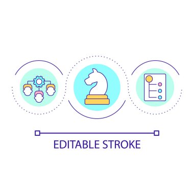 İşe alım stratejisi döngü konsepti simgesi. İş verimliliği. İnsan kaynakları müdürünün işi. İş soyut fikri ince çizgi çizimi. İzole bir taslak çizim. Düzenlenebilir felç. Kullanılan Arial yazı tipi