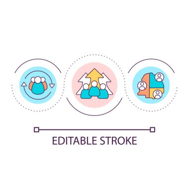 Dünya nüfus döngüsü konsept ikonunun büyümesi. Aşırı nüfus riski. Sosyal problem soyut fikir ince çizgi çizimi. İzole bir taslak çizim. Düzenlenebilir felç. Kullanılan Arial yazı tipi