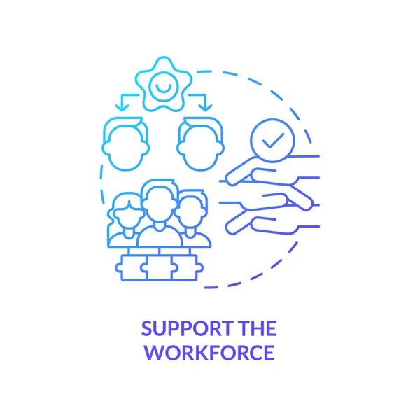 Support Workforce Blue Gradient Concept Icon Employee Care Addressing Covid — Vector de stock