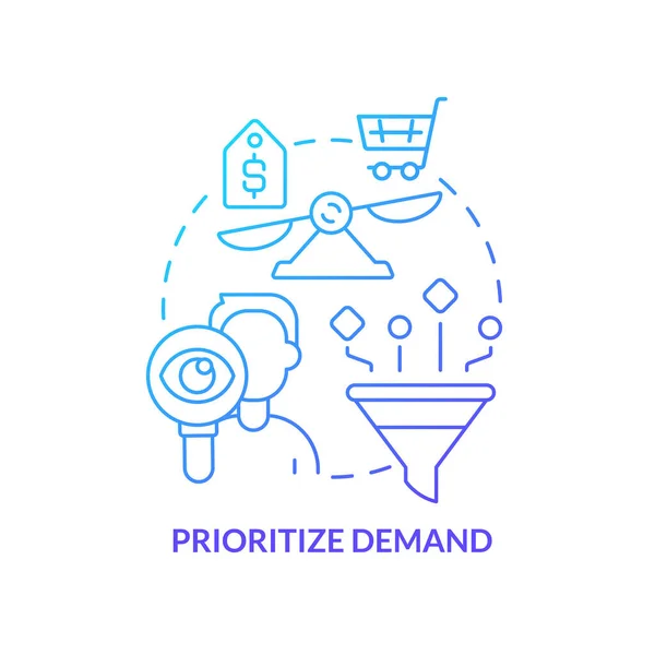 Prioritize Demand Blue Gradient Concept Icon Business Analytics Supply Chain — Wektor stockowy