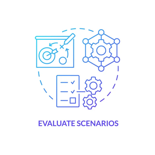 Evaluate Scenarios Blue Gradient Concept Icon Optimize Operational Metrics Supply — Stock vektor