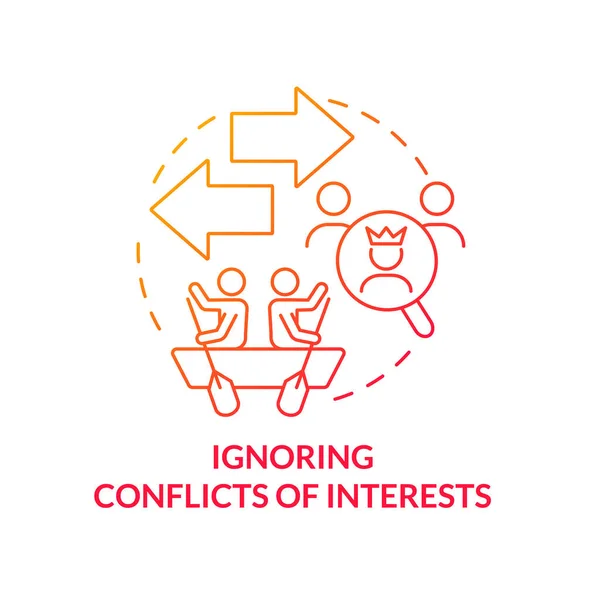 Ignoring Conflicts Interests Red Gradient Concept Icon Unethical Behavior Workplace — Stockový vektor
