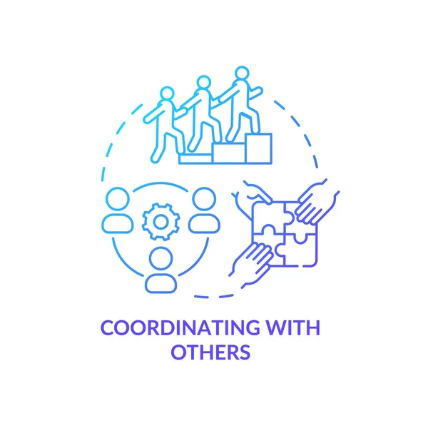Coordinating Others Blue Gradient Concept Icon New Team Member Socialization — Stock Vector