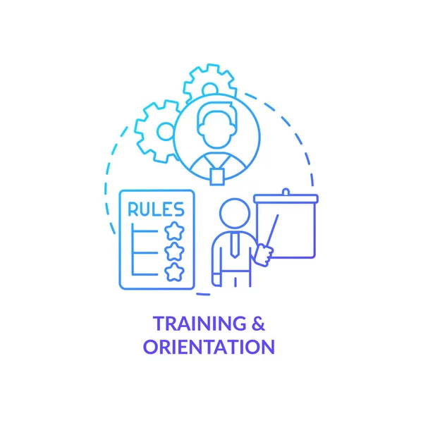 Training Orientation Blue Gradient Concept Icon Company Rules Presentation Onboarding — Stok Vektör