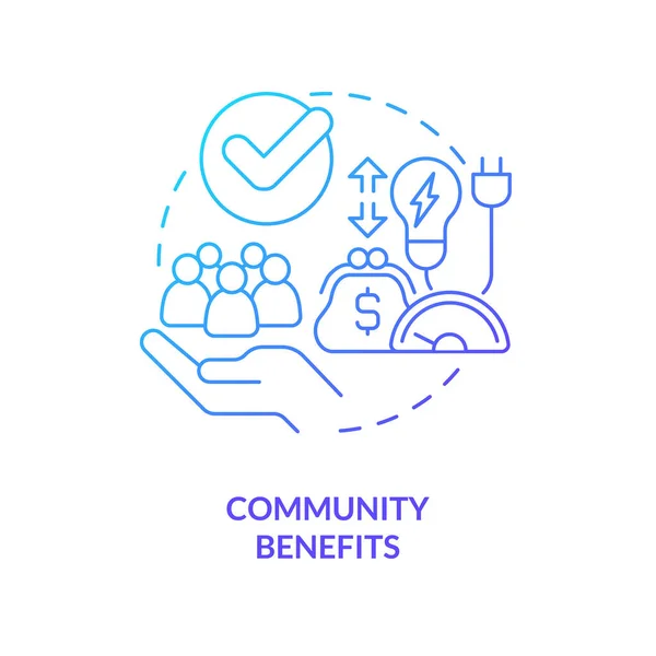 Community Benefits Blue Gradient Concept Icon Household Electricity Energy Efficiency — Vector de stock