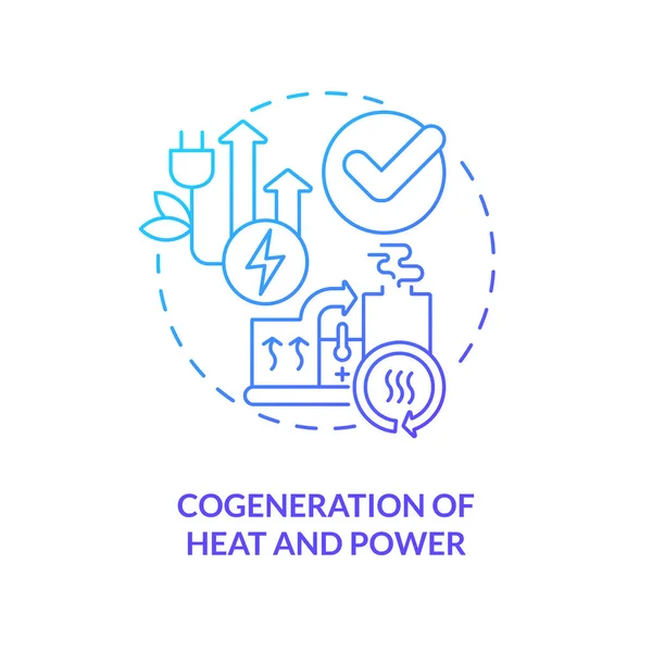 Warmtekrachtkoppeling Blauw Gradiënt Concept Icoon Gecombineerde Motor Energie Efficiëntie Abstract — Stockvector