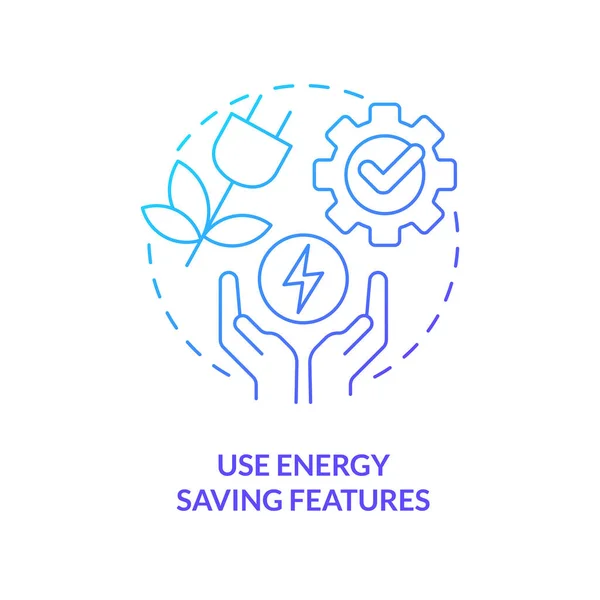 Use Energy Saving Features Blue Gradient Concept Icon Device Settings — Stock vektor