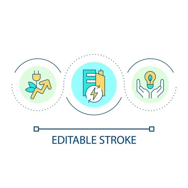 Energy Efficiency Workplace Loop Concept Icon Sustainable Electricity Consumption Office —  Vetores de Stock