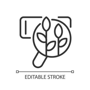 Organic search pixel perfect linear icon. Natural SEO. Relevant content. Unpaid search results. Thin line illustration. Contour symbol. Vector outline drawing. Editable stroke. Arial font used