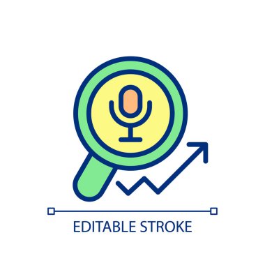 Voice marketing pixel perfect RGB color icon. Connect with audience in speech. Audio content. Isolated vector illustration. Simple filled line drawing. Editable stroke. Arial font used