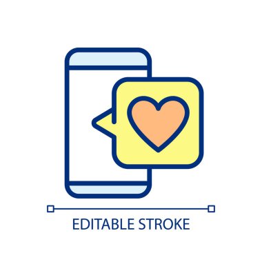 Feedback on social media pixel perfect RGB color icon. Positive reaction to product. Responding to post. Isolated vector illustration. Simple filled line drawing. Editable stroke. Arial font used