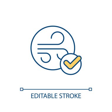Wind RGB color icon. Weather prediction. Natural ventilation. Extreme condition. Fresh breeze. Isolated vector illustration. Simple filled line drawing. Editable stroke. Arial font used