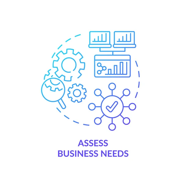 Assess Business Needs Blue Gradient Concept Icon Selecting Best Cms — Stockvektor