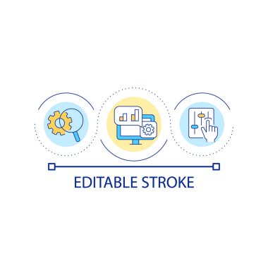 Computer system management loop concept icon. Processes monitoring and control abstract idea thin line illustration. Technical service. Isolated outline drawing. Editable stroke. Arial font used