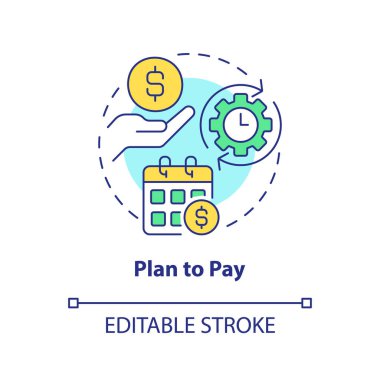 Plan to pay concept icon. Expenses management. Saving for college tip abstract idea thin line illustration. Isolated outline drawing. Editable stroke. Arial, Myriad Pro-Bold fonts used
