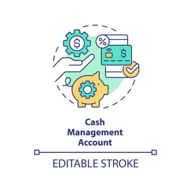 Cash management account concept icon. Commerce. Type of saving service abstract idea thin line illustration. Isolated outline drawing. Editable stroke. Arial, Myriad Pro-Bold fonts used