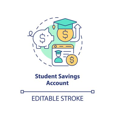 Student savings account concept icon. Money storage. Financial management abstract idea thin line illustration. Isolated outline drawing. Editable stroke. Arial, Myriad Pro-Bold fonts used