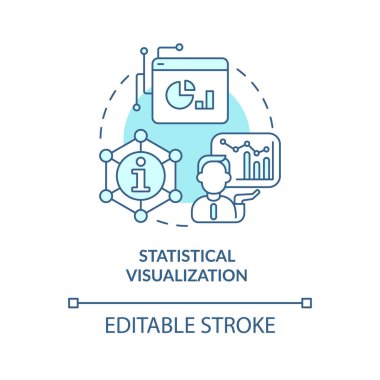 Statistical visualization turquoise concept icon. Data analyst skill abstract idea thin line illustration. Isolated outline drawing. Editable stroke. Arial, Myriad Pro-Bold fonts used