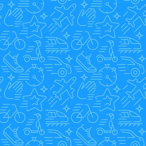 Travel Activity Abstract Seamless Pattern Editable Vector Shapes Blue Background — 스톡 벡터