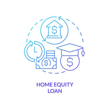 Home equity loan blue gradient concept icon. Financial tip. Banking. Way to save for education abstract idea thin line illustration. Isolated outline drawing. Myriad Pro-Bold font used